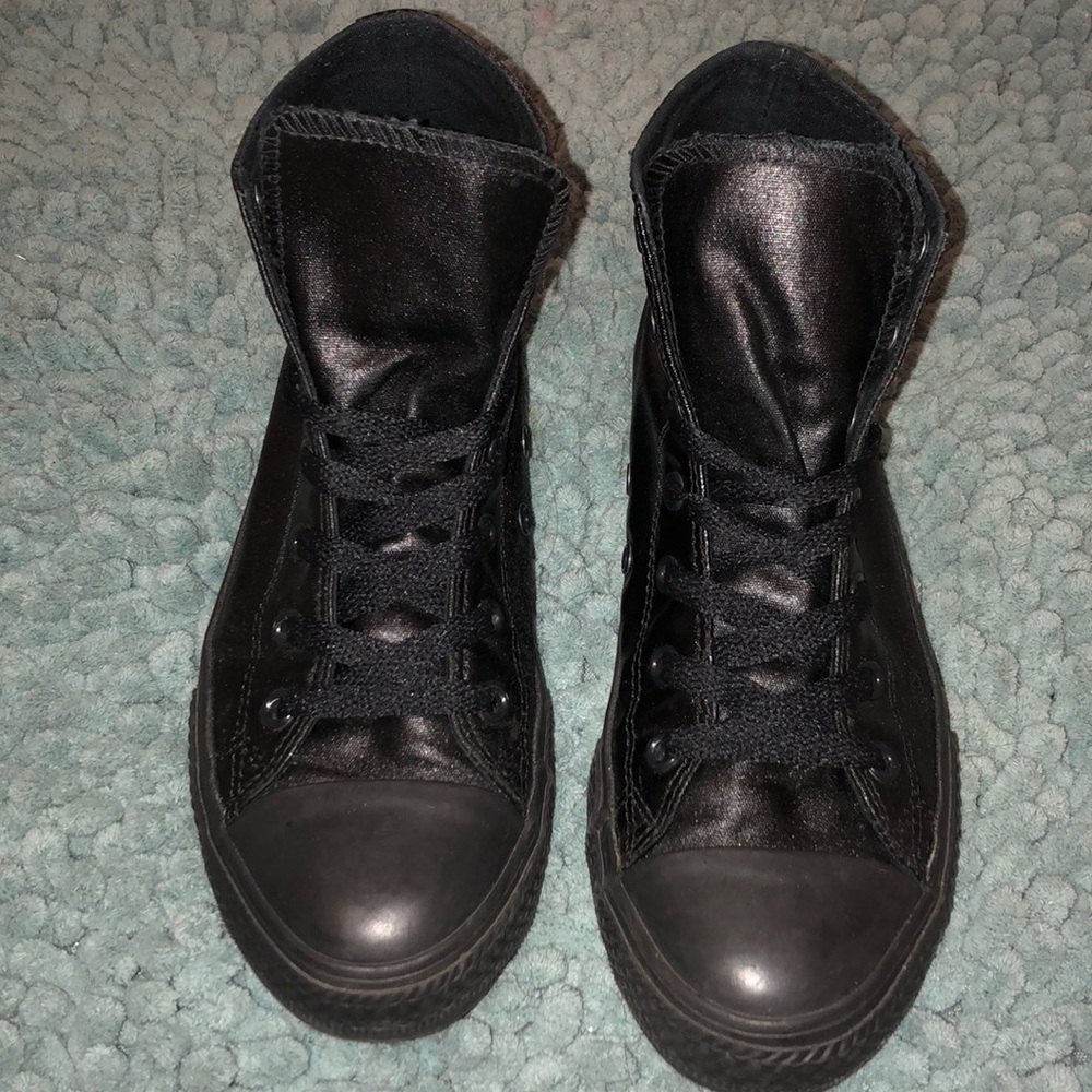Black Leather Converse size 3y